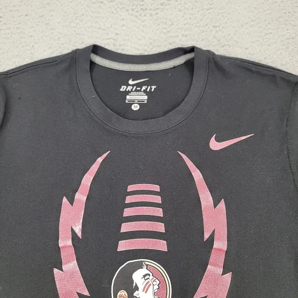 Nike Shirt Womens Medium Black‎ Florida State Football NCAA Logo Dri-Fit Swoosh